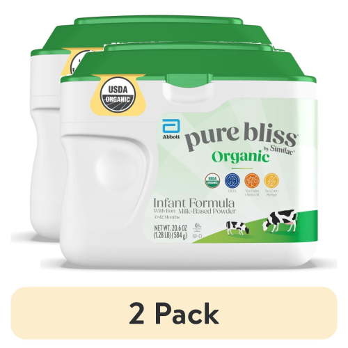 (2 pack) Pure Bliss by Similac Organic Powder Baby Formula, USDA-Certified Organic, 20.6-oz Tub