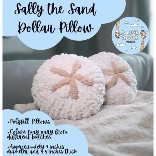 Hand Crochet Sally the Sand Dollar Pillow, couch or bed Pillows, Nursey Decoration, Florida inspired, coastal handmade decor, Perfect Gift