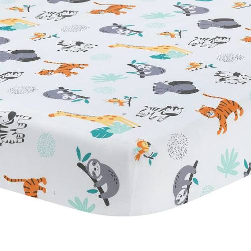 Bedtime Originals Mighty Jungle Animals Fitted Crib Sheet