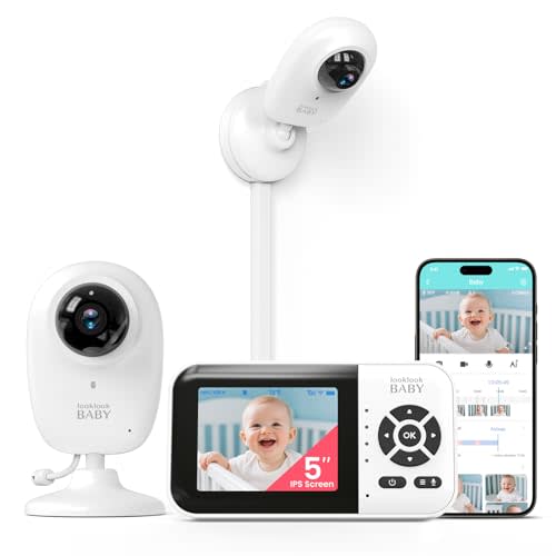 look look BABY Video Baby Monitor with App & Screen 1080P Camera,Smart AI Cry Detection&Face Detection,8 Lullabies,2 Way Talk,Night Vision,Wall Mount,Support Smart Watch,Temperature Monitoring