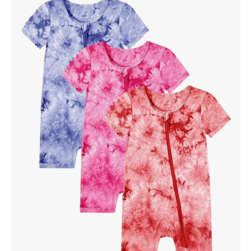 Jimonda Baby Bamboo Viscose Tie Dye Rompers Boys Girls 3pc Pjs 6-9 Months