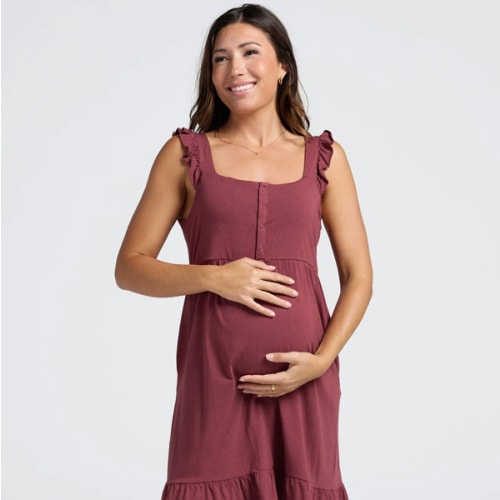 Grace Hospital Birthing Gown/Night Dress with Nursing Access - Burgund – Angel Maternity USA