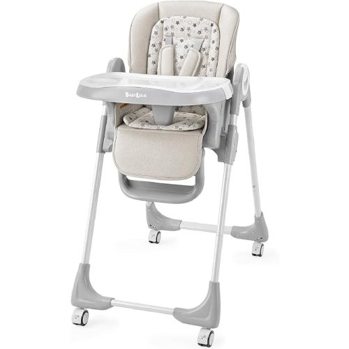 Baby High Chair with Wheel, Adjustable Foldable Chair for Babies & Toddlers