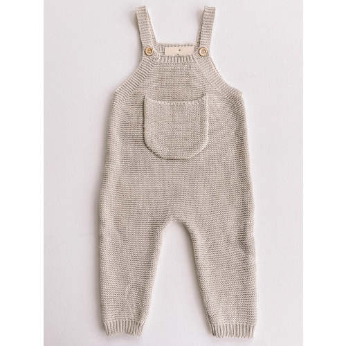 knit pocket overalls - heather grey