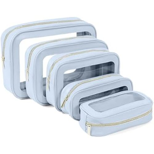 YOPCDJ 5PCS Diaper Bag Organizer Pouch Set, TSA Approved Toiletry Bag，Clear Waterproof TPU Makeup Bag Set Travel Organizer Bags for Women and Kids
