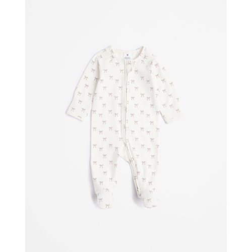 Baby Organic Cotton Print Zip Coverall - Bows