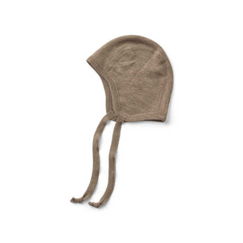 Baby merino wool bonnet in Brown melange - Dilling