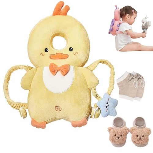 Baby Walker Head Protector Backpack Wear,Toddler Adjustable Baby Head Protection Backpack for Safety Baby Learning Walking Crawling (Chicken)