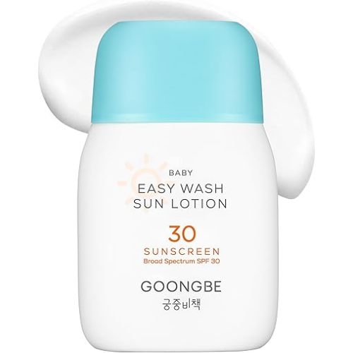 Baby Easy Wash Sun Lotion SPF 30 - Korean Moisturizing Zinc Oxide Mineral Sunscreen for Babies and Kids - Washes Off Easily - Vegan, Reef-Safe, Allergen-Free, 2.11 fl.oz.