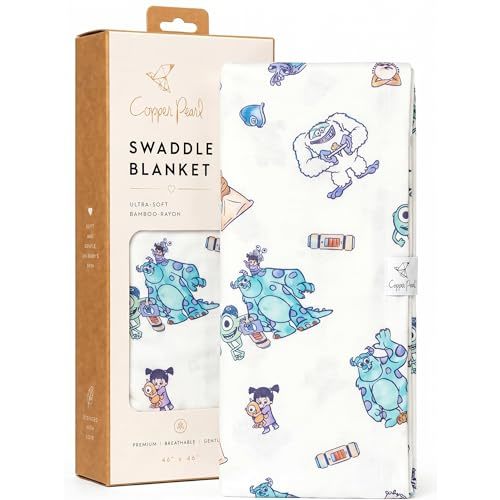 Copper Pearl Swaddle Blankets for Newborns | Soft Stretchy Receiving Blankets for Boys and Girls | Large 46 x 46 Inch Baby Blankets | Lightweight and Breathable Swaddles | Monsters Inc Friends