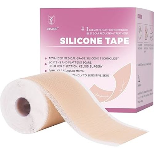 Professional Medical Silicone Scar Tape - Grade Scar Sheets, Non irritating, Painless for C-Section, Surgical Scars, Burn, Keloid, Acne, Provide Safe and Effective Solutions(1.6” x 60” Roll)