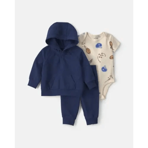 Baby Boy 3-Piece Football French Terry Layering Set - Navy Blue | Carter's