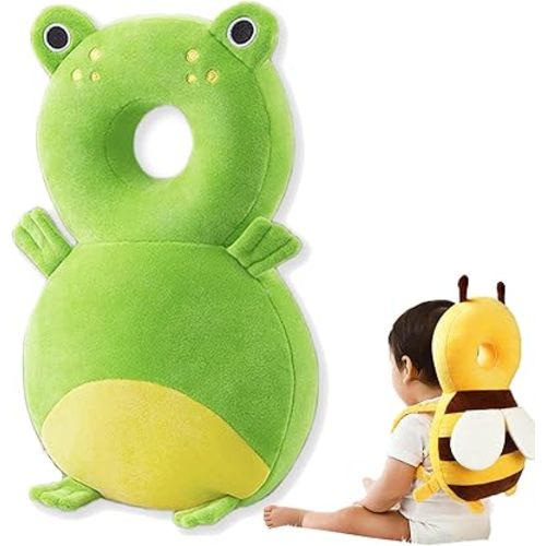 Wonderbaby Head Protection Backpack, Wonder Baby Backpack Head Protection Pillow, Adjustable Heads Protector for Baby Walking & Crawling, Super Soft (Frog)