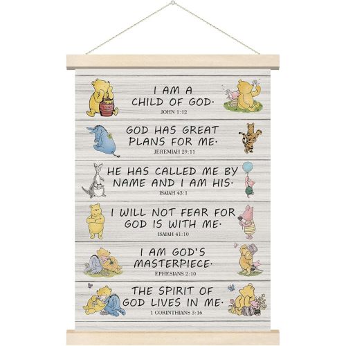 Tillfuru Inspirational Winnie Wall Art Hanger, Bible Verses for Kids, Christian Religious Wall Art Gifts, Classic Winnie Wall Decor, for Nursery Classrooms Bedroom Living Rooms 12x16 Inch