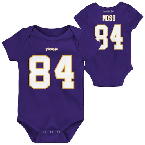 Randy Moss Minnesota Vikings Mitchell & Ness Newborn & Infant Retro Name & Number Bodysuit - Purple