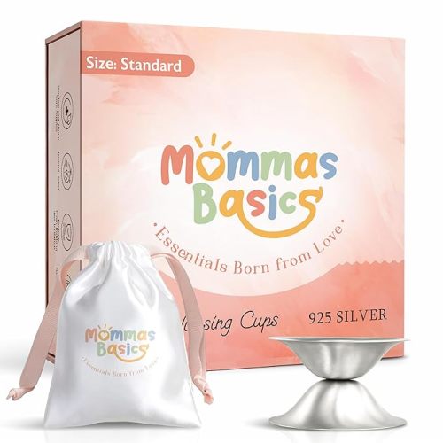 Mommas Basics 925 Silver Nipple Cups | Nipple Covers for Breastfeeding, Nursing Cup & Nipple Shields for Breastfeeding Newborn | Silver Cups, Breast Shield & Breastfeeding Essentials