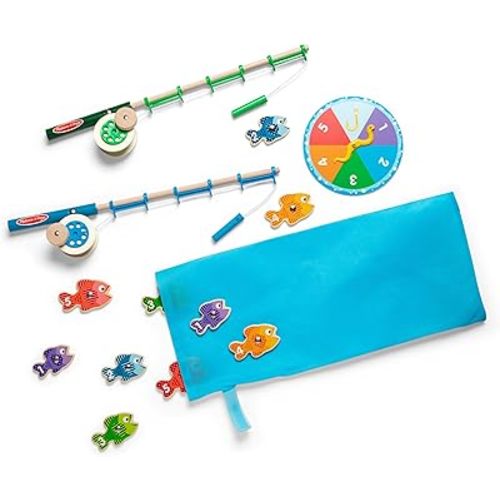 Melissa & Doug Catch & Count Wooden Fishing Game With 2 Magnetic Rods