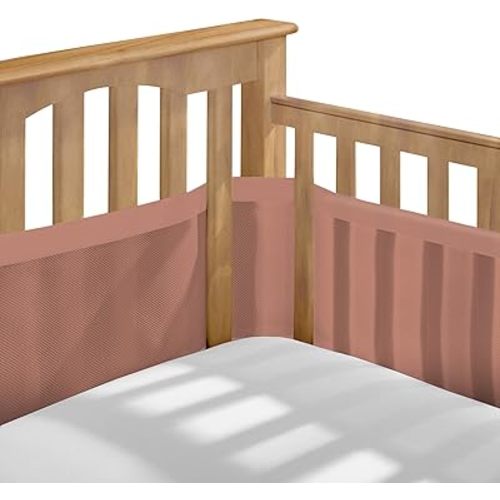 BreathableBaby Breathable Mesh Liner for Full-Size Cribs, Deluxe 4mm Mesh, Red Clay (Size 4FS Covers 3 or 4 Sides)