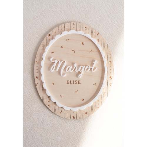 Baby Girl Name Sign: Vintage Pointelle Birth Announcement and Monthly Milestones