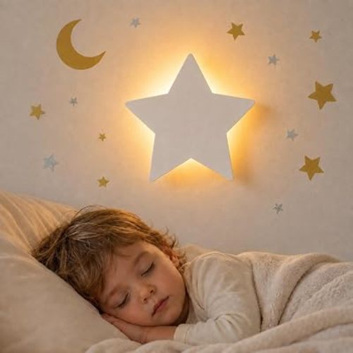 Star Night Light for Moon and Stars Nursery Decor - Rechargeable