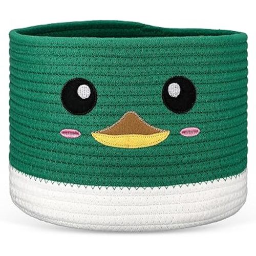 Mallard Ducks Rope Baby Laundry Basket for Boys & Girls, Woodland Nursery Decor, Nursery Storage Basket for Baby Shower Gifts for Essentials Like Diapers Wipes Towels, Machine Wash