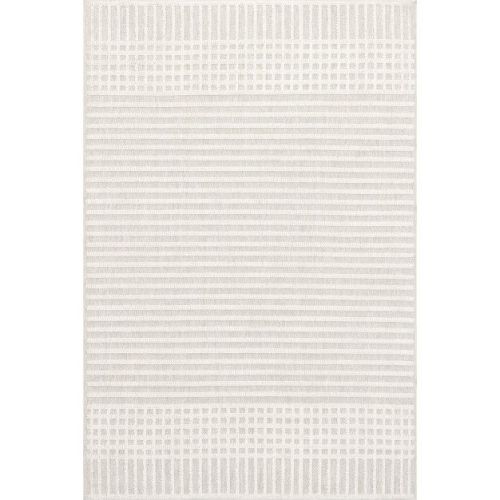 Nuloom Yulia Geometric Bands Machine Washable Area Rug, 5' 3" x 7' 7", Light Grey