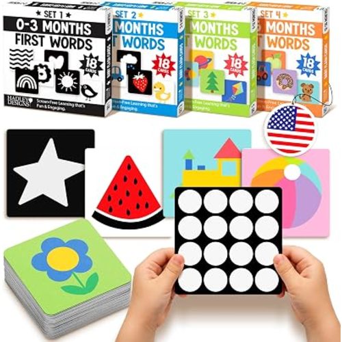 High Contrast Cards for Infants 0-6 Months, 72pcs Black and White Baby Card