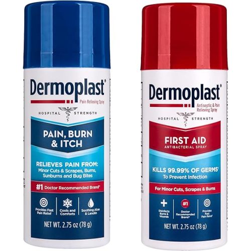 Dermoplast First Aid Spray for Minor Cuts, Scrapes and Burns, 2.75 Oz Pain, Burn & Itch Relief Spray for Minor Cuts, Burns and Bug Bites, 2.75 Oz (Packaging May Vary)