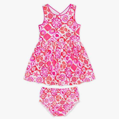 Little Sleepies ™ | Coastal Gems Cross Back Skater Dress With Bloomer