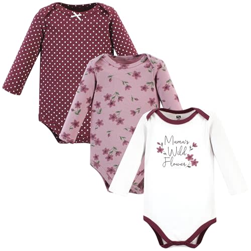 Hudson Baby Baby Girls' Cotton Long-sleeve Bodysuits 3-pack