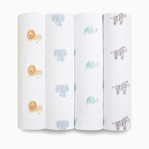 Aden + Anais Cotton Muslin Swaddle 4-Pack - Animal Kingdom