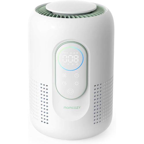 Momcozy Air Purifier for Bedroom with Dimmable Night Light for Small Room | Air Purifier for Baby with True HEPA & Activated Carbon Filter, Real-time PM2.5 Air Monitor, 4 Fan Speeds, 21dB Sleep Mode