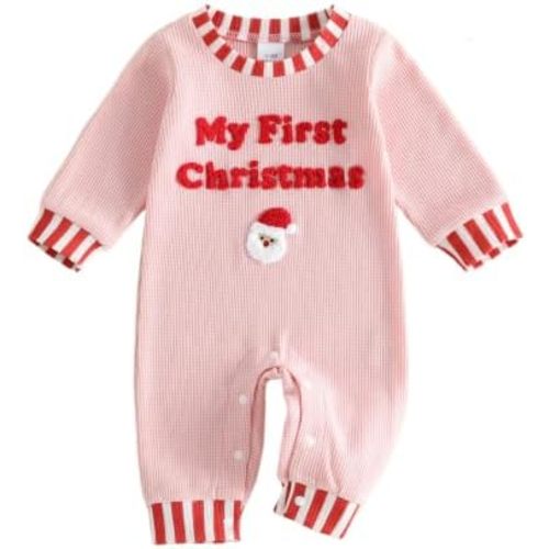 My First Christmas Baby Boy Girl Outfit Long Sleeve Santa Romper Jumpsuit