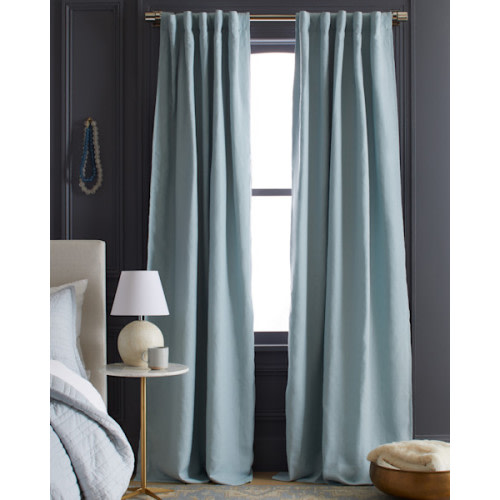 European Linen Room Darkening Curtain in Light Blue