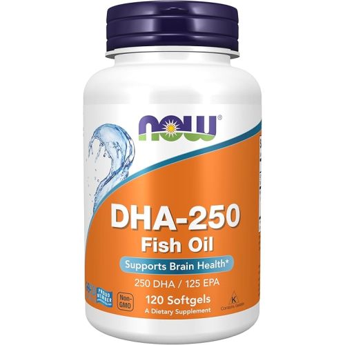 NOW Foods Supplements, DHA-250 with 125 EPA, Molecularly Distilled, Supports Brain Health*, 120 Softgels