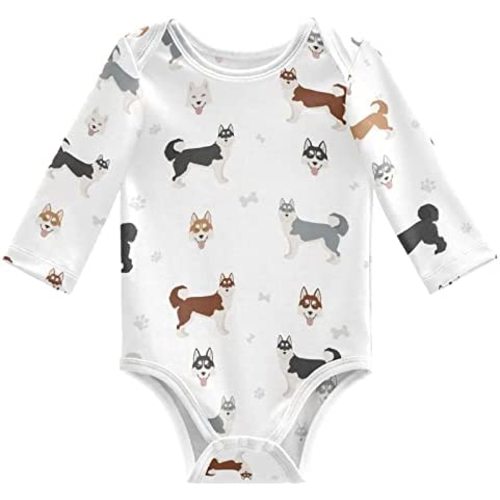 vvfelixl Baby Bodysuits Black Pug White Long Sleeve Cotton Baby Clothes For Boys Girls 0-24 Months