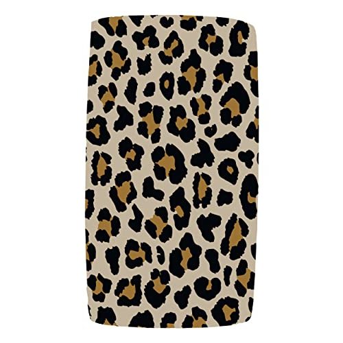 Dear Baby Gear - Baby Crib Sheets - Toddler Bed Sheets - Breathable Fitted Bed Sheet - Nursery Bedding - Cribs Mattress Cover - Standard Crib Sheet for Girls & Boys - 52x28x10 (Gold Leopard Print)