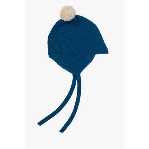Rosie Sugden Cashmere’s Baby Bonnet in Calder with Ivory Pom-Pom
