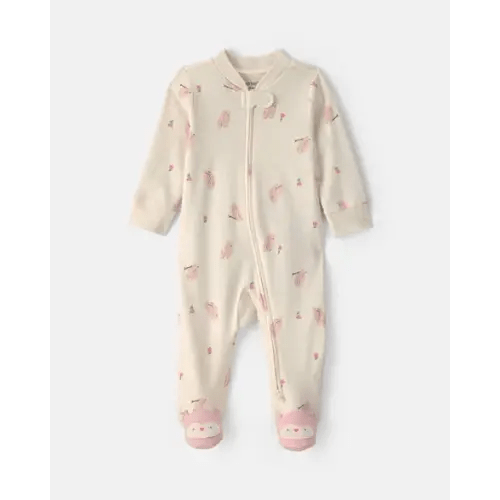 Baby Girl Owl 100% Cotton 2-Way Zip Sleep & Play Pajamas - Cream | Carter's