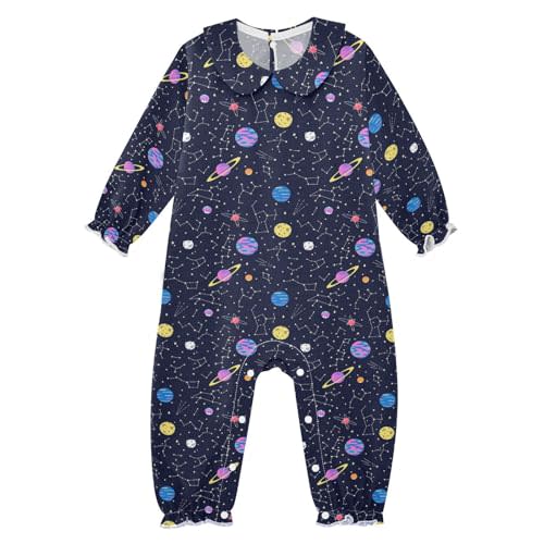 Baby Girls Romper Cotton Long Sleeve One-Piece Ruffle Jumpsuit Clothes Outfit with Collar