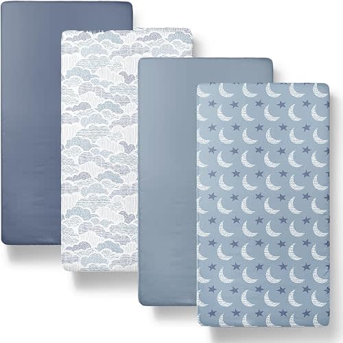 The Peanutshell Soft Cloud 4pk Fitted Crib Sheet Set - Breathable Baby Crib Sheets for Girl or Boy, Fits Standard Mattress 52x28, Infant & Toddler Bed Sheets