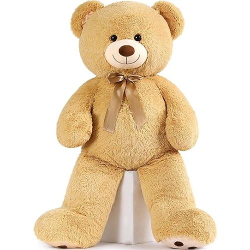 MorisMos 47inch Giant Teddy Bear Stuffed Animal 4ft, Large Teddy Bear Plush, Big Stuffed Bear Gifts for Kids, Girls, Girlfriend, Women on Baby Shower, Valentine, Christmas, Birthday (Light Brown