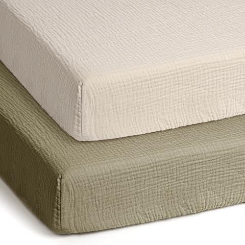 lulumoon Pack and Play Sheets Muslin: Cotton Fitted Sheets for Guava Family Pack N Play - Soft Playard Sheets for Boys and Girls 2Pack