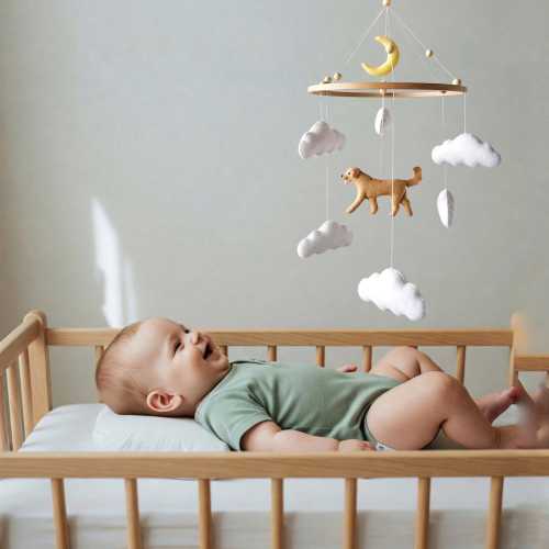 Custom Felt Dog Baby Mobile For Nursery Decor, Baby Shower's Gift, Gift for Dog Lovers, First time mom gift, Gifts for pregnant sister