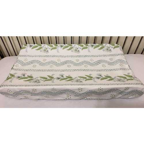 Blue and Green Floral Stripes and Vines Changing Pad Cover