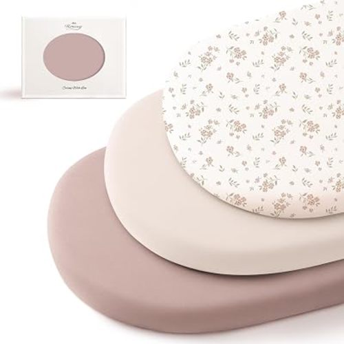 Konssy 3 Pack Stretchy Bassinet Sheets for Baby Girls and Boys, 32"x16"