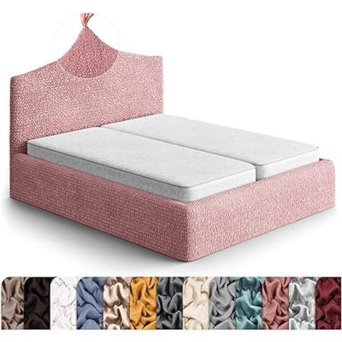 PAULATO BY GA.I.CO. Bed Headboard & Frame Cover - Head Board Covers - Soft Polyester Fabric Cover - 1-Piece Form Fit Stretch Furniture Slipcover - Microfibra Collection (Coral Pink, Queen)