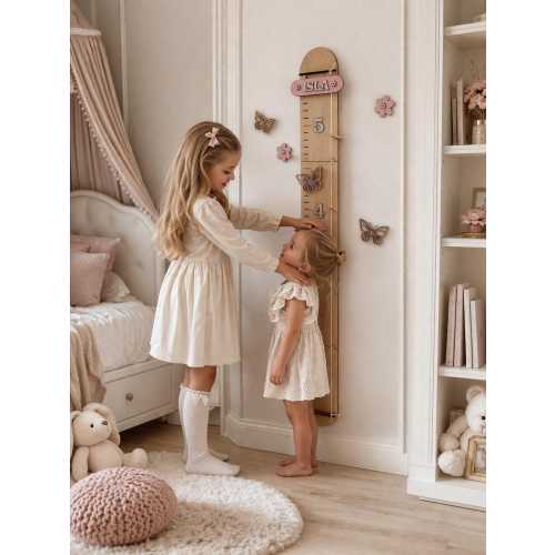 Kids height stick measurement ruler wood growth chart, nursery wall art