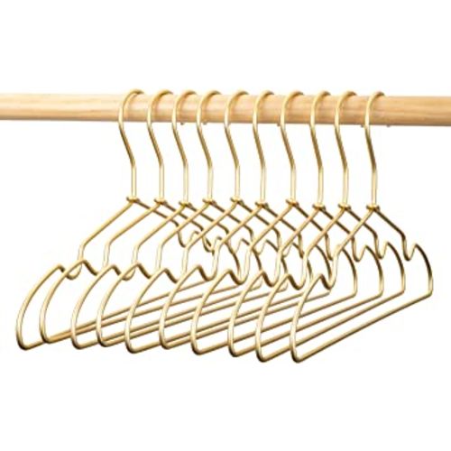 Koobay 12.6" Gold Metal Kids Baby Hangers 30Pack, Non Slip Suit Coated Wire Children Clothes Hangers Closet Storage, Space Saving for Toddler Coats Infant Hangers