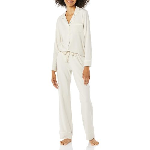 Amazon Essentials Women's Cotton Modal Long-Sleeve Shirt and Full-Length Bottom Pajama Set - Medium